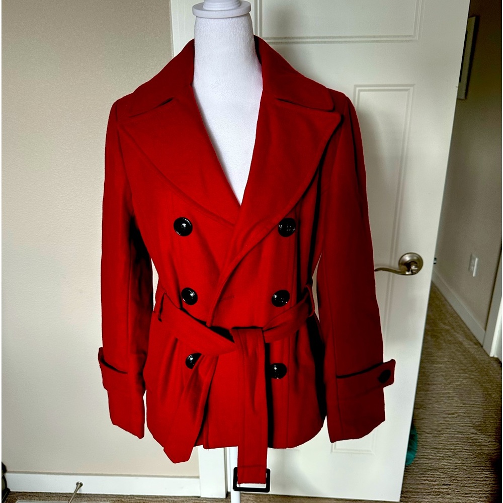 Giacca, Size Small, Red Wool Coat